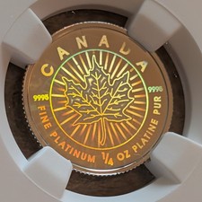 2002 Platinum Canadá 1/4 oz .9995 fino $10 holograma folha de bordo ~ NGC SP69 , usado comprar usado  Enviando para Brazil