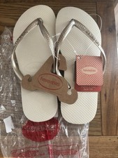 Chinelos femininos Havaianas bege tamanho 6 clássico piscina festa churrasco novo com etiquetas comprar usado  Enviando para Brazil