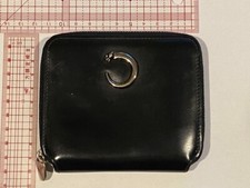 Cartier Mini Carteira Bi-Fold Bolsa de Couro de Bezerro Pantera Negra Zíper Redondo Autêntica comprar usado  Enviando para Brazil