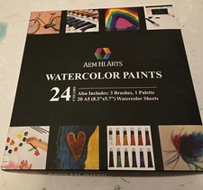 Conjunto de paletes AEM HI ARTS 24 cores aquarela pintura arte com pincéis comprar usado  Enviando para Brazil