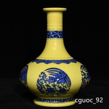 6,3" Archaiczna dynastia qing Porcelana qianlong mak Niebieski wazon z wzorem feniksa whihe na sprzedaż  Wysyłka do Poland