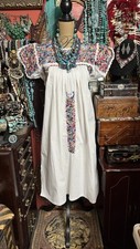 Lindo Vestido Mexicano Oaxaca Branco Anos 70 Multi Bordado E Crochê Branco G comprar usado  Enviando para Brazil