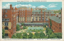 SAVANNAH GA - De Soto Hotel Court, piscina e campo de golfe em miniatura, usado comprar usado  Enviando para Brazil