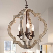 Candelabro LOG BARN Farmhouse 3 luzes rústico feito à mão lustres orbe de madeira H... comprar usado  Enviando para Brazil