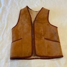 Colete de motocicleta vintage couro marrom forrado Sherpa infantil 8/10 tamanho M comprar usado  Enviando para Brazil