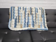 Sofá-cama afegão feito à mão de crochê multi azul cobertor 56"x42" lance lindo, usado comprar usado  Enviando para Brazil