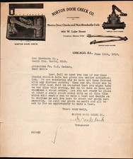 Usado, 1918 Chicago IL - Norton Door Check Co - História nota de cabeça de letra rara comprar usado  Enviando para Brazil
