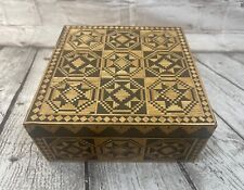 Usado, Vintage Russo Marchetaria Mosaico Palha Inlay Caixa de Bugigangas de Madeira 7x7 Fabricado na URSS comprar usado  Enviando para Brazil