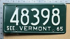 1965 vermont license for sale  Milton Mills