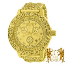Relógio masculino solitário canário dourado diamante real personalizado moldura de aço pulseira Khronos  comprar usado  Enviando para Brazil