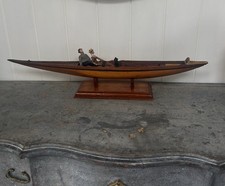 Barco a remo modelo miniatura raro do século XIX com figuras originais, cachorro, remos comprar usado  Enviando para Brazil