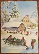 RARE Tasha Tudor Vintage American Artist #SG15-93S kids with Christmas Tree comprar usado  Enviando para Brazil