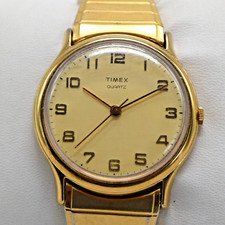 1986 Timex M Cell pulseira de expansão de ouro relógio masculino - bateria nova comprar usado  Enviando para Brazil