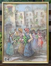 Piero Pilini XX Pintura Italiana En Lienzo - Mercado De Flores Romano Arte Arte, usado comprar usado  Enviando para Brazil