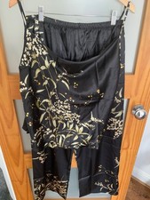 Black floral satin for sale  HULL