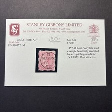 QV 1857 4d Róża. Bardzo drobny używany z ostrymi płytami cds sg66a VFU Glasgow., używany na sprzedaż  Wysyłka do Poland
