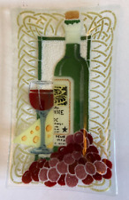 Peggy Karr Fused Art Glass Wine Cheese Uvas 9,5 "Bandeja de Prato Retangular  comprar usado  Enviando para Brazil