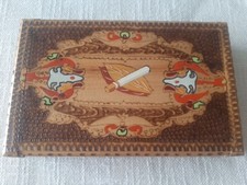Caixa de armazenamento de cigarros vintage de madeira Art Nouveau, usado comprar usado  Enviando para Brazil