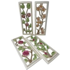 Conjunto de painel floral vintage de cerâmica arte de parede rosa crisântemo 14,5x5,5 comprar usado  Enviando para Brazil