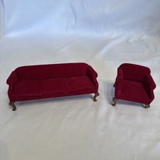 Conjunto de sofá e cadeira de veludo vermelho para casa de bonecas comprar usado  Enviando para Brazil