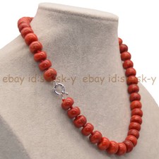 Colar de contas de pedra preciosa Rondelle irregular coral vermelho natural genuíno 14-48"" comprar usado  Enviando para Brazil