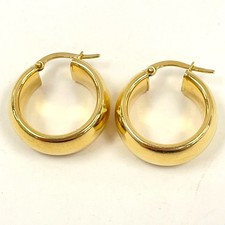 Usado, Brincos de argola chanfrada de ouro amarelo 18K/750 1" 8,3 mm Itália 4,07 g para sucata comprar usado  Enviando para Brazil