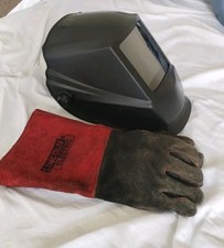 Capacete de solda elétrico Lincoln K2800-1 com lente de sombra fixa nº 10 com luvas comprar usado  Enviando para Brazil