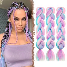 FESHFEN 3 peças extensões de cabelo trança jumbo colorida, 60cm Kanekalon sintético comprar usado  Enviando para Brazil