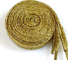 1 x Par de Cadarços Planos Glitter Dourado 1,1 mtrs, usado comprar usado  Enviando para Brazil