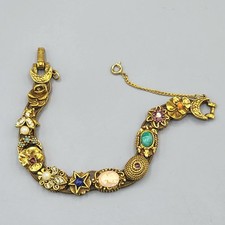 Usado, Pulseira Berloque Slide Turquesa Pérola Falsa Cameo Tom Dourado Sem Assinatura 6,7" comprar usado  Enviando para Brazil