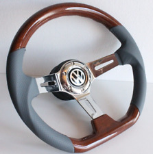 Volante serve para VW madeira couro cinza liso esporte golfe Jetta Mk1 Mk2 77-88 comprar usado  Enviando para Brazil