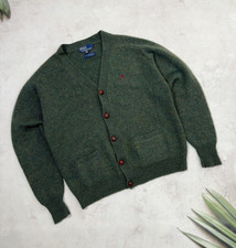 Cardigã polo vintage Ralph Lauren lã escocesa com botão de couro tamanho M - G comprar usado  Enviando para Brazil