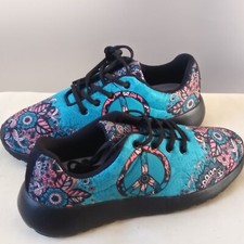 Tênis com cadarço Yes We Vibe azul turquesa com design floral e paz 10W 8,5 comprar usado  Enviando para Brazil