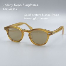 Óculos de sol masculino marca marrom lente de vidro marrom óculos loiros johnny depp, usado comprar usado  Enviando para Brazil