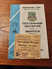 Tottenham benfica 1962 for sale  LEIGHTON BUZZARD