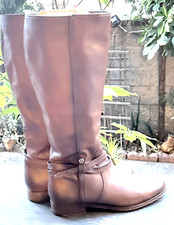 Frye Melissa~Botas de Equitação com Cinto~Tamanho 11 B~Couro MARROM PEDRA~Joelho ALTO~InteriorZip comprar usado  Enviando para Brazil