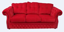 Czerwona tkanina Chesterfield tapicerka trzyosobowy salon kanapa design na sprzedaż  PL