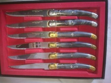 Usado, ANCIEN 6 COUTEAUX A DENT VERITABLE LAGUIOLES DE TABLE FRANCE INOX TREMPE Z4DC13 comprar usado  Enviando para Brazil