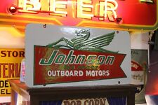 RARO JOHNSON BARCO CAVALO MARINHO REVENDEDOR DE MOTOR PLACA DE METAL PORCELANA MUNIÇÃO PEIXE MARINHO comprar usado  Enviando para Brazil