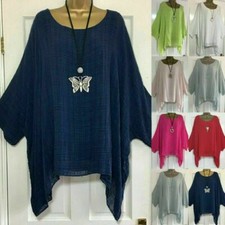 Blusa de linho feminina túnica folgada casual plus size feminina manga morcego camiseta comprar usado  Enviando para Brazil