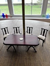 Mesa de jantar e 4 cadeiras em miniatura para casa de bonecas - Vintage 1:12, usado comprar usado  Enviando para Brazil