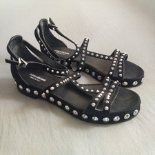 Sandálias femininas Zadig & Voltaire "Spike" sapatos de couro camurça preta cravejada EUA 8 , usado comprar usado  Enviando para Brazil