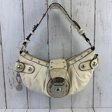 Mini bolsa de ombro vintage Guess creme monograma lona couro Y2K cravejada comprar usado  Enviando para Brazil