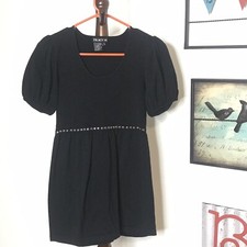 Túnica Tracy M feminina S boneca bebê preta prata cravejada cintura gola redonda NOVA, usado comprar usado  Enviando para Brazil