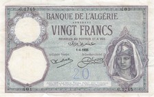 Algeria francs 1925 d'occasion  Mussy-sur-Seine