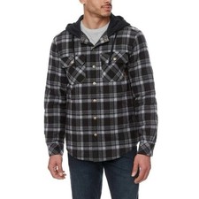 Jaqueta camisa flanela masculina XXL preta xadrez com capuz acolchoada forrada bolsos tarefa comprar usado  Enviando para Brazil