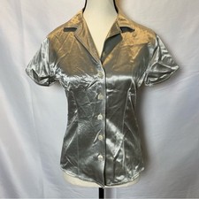 Nova Blusa Frontier Vintage Prata Manga Curta com Botões Tamanho XS Feminina comprar usado  Enviando para Brazil