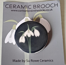Snowdrop ceramic brooch for sale  ST. AUSTELL