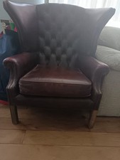 Chesterfield leather armchair for sale  LOOE
