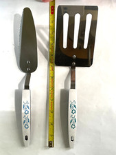 (2) Utensílios de aço inoxidável vintage azul flor de milho espátula curta torta/servidor de bolo EUA comprar usado  Enviando para Brazil